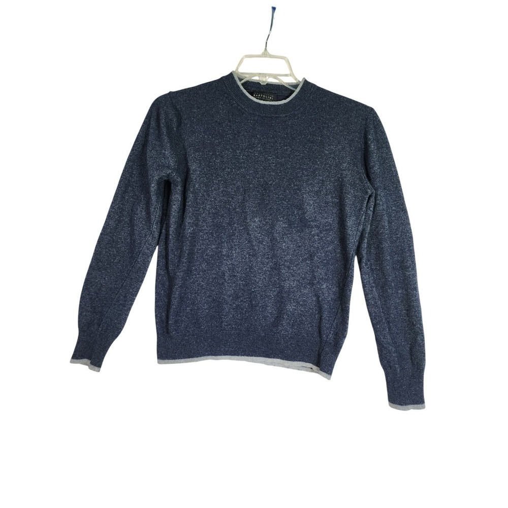 Maglificio Bartolini Italy L Blue Merino Wool Cashmere Blend Sweater Old Money